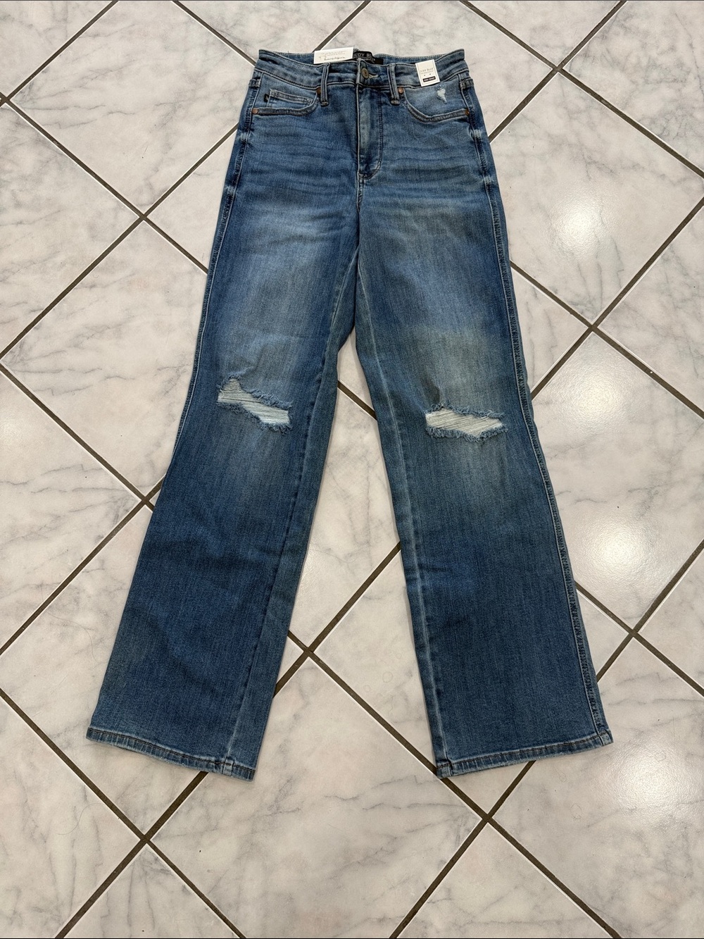 Women’s Distressed Wide Leg Jeans - Blue